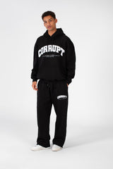 Men's Over Size Hood Sweatshirt With Front Print In Melton Material