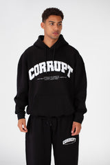 Men's Over Size Hood Sweatshirt With Front Print In Melton Material