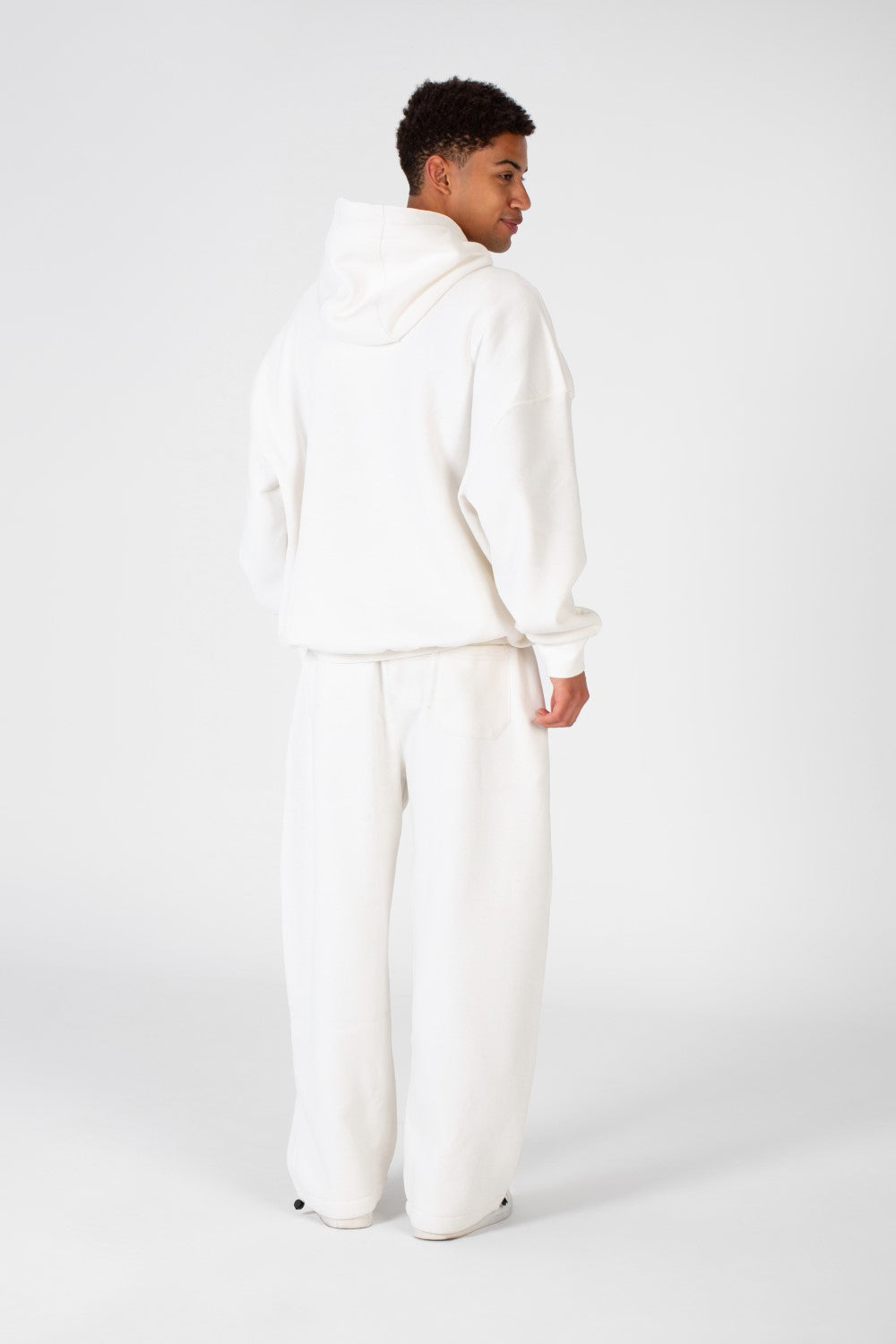 Men's Over Size Hood Sweatshirt With Front Print In Melton Material