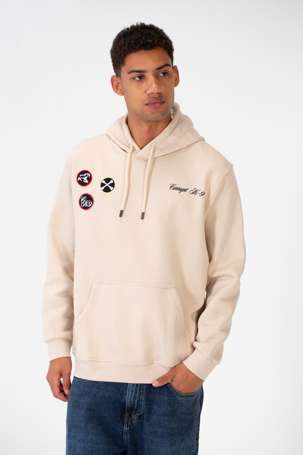 Men's Printed Hooded Sweatshirt With Front Pocket In Melton Material