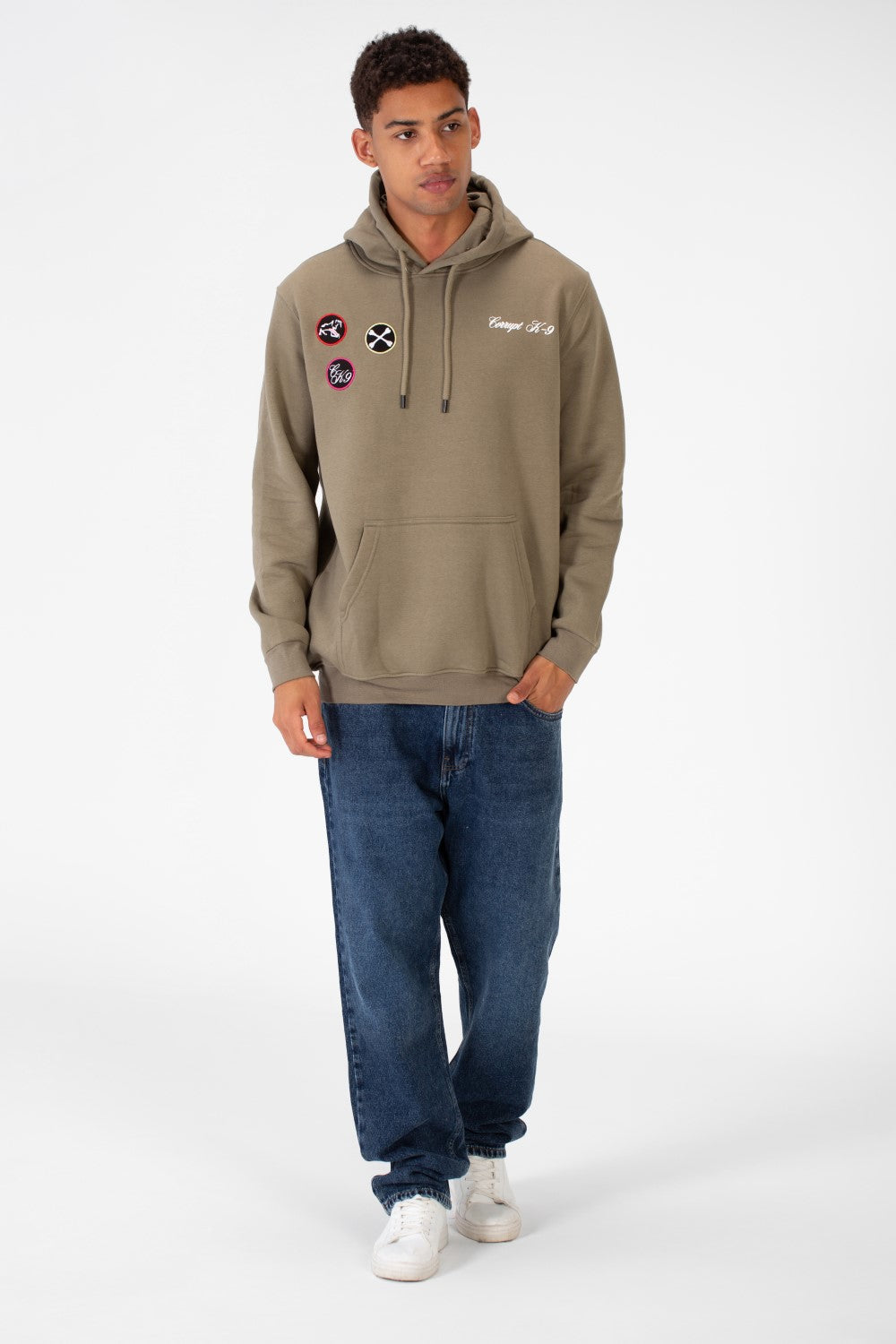 Men's Printed Hooded Sweatshirt With Front Pocket In Melton Material