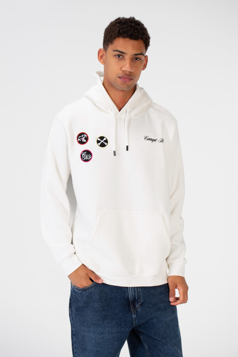 Men's Printed Hooded Sweatshirt With Front Pocket In Melton Material