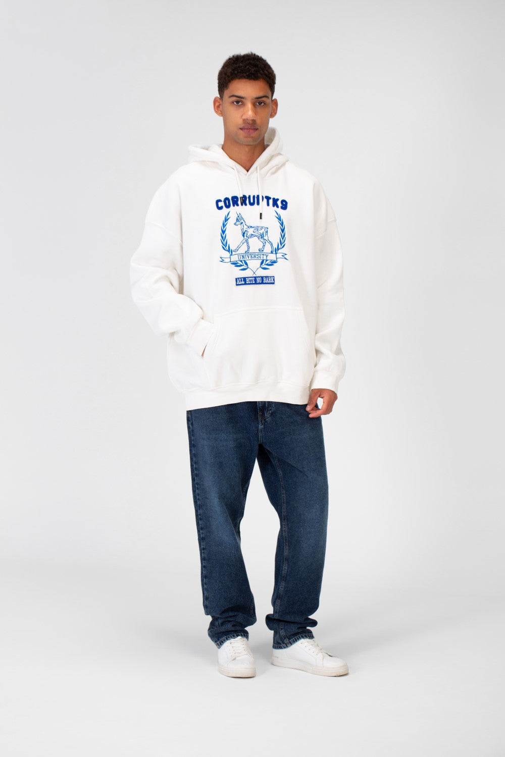 Men's Oversize Casual Hood Sweatshirt Print On The Front Made Of Melton Material