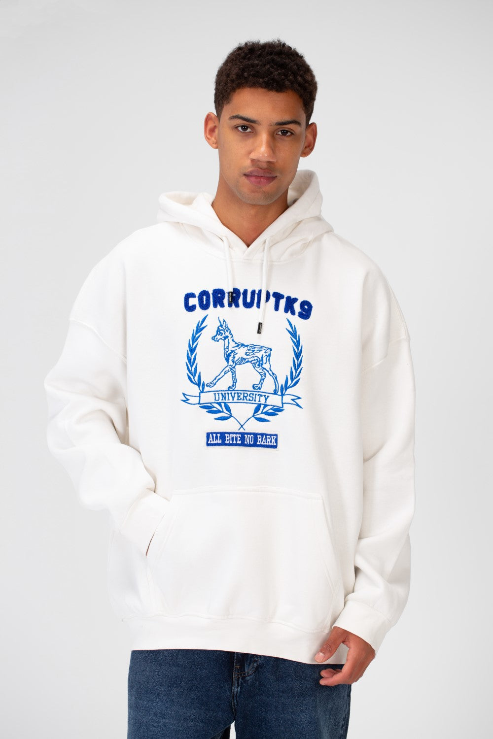 Men's Oversize Casual Hood Sweatshirt Print On The Front Made Of Melton Material