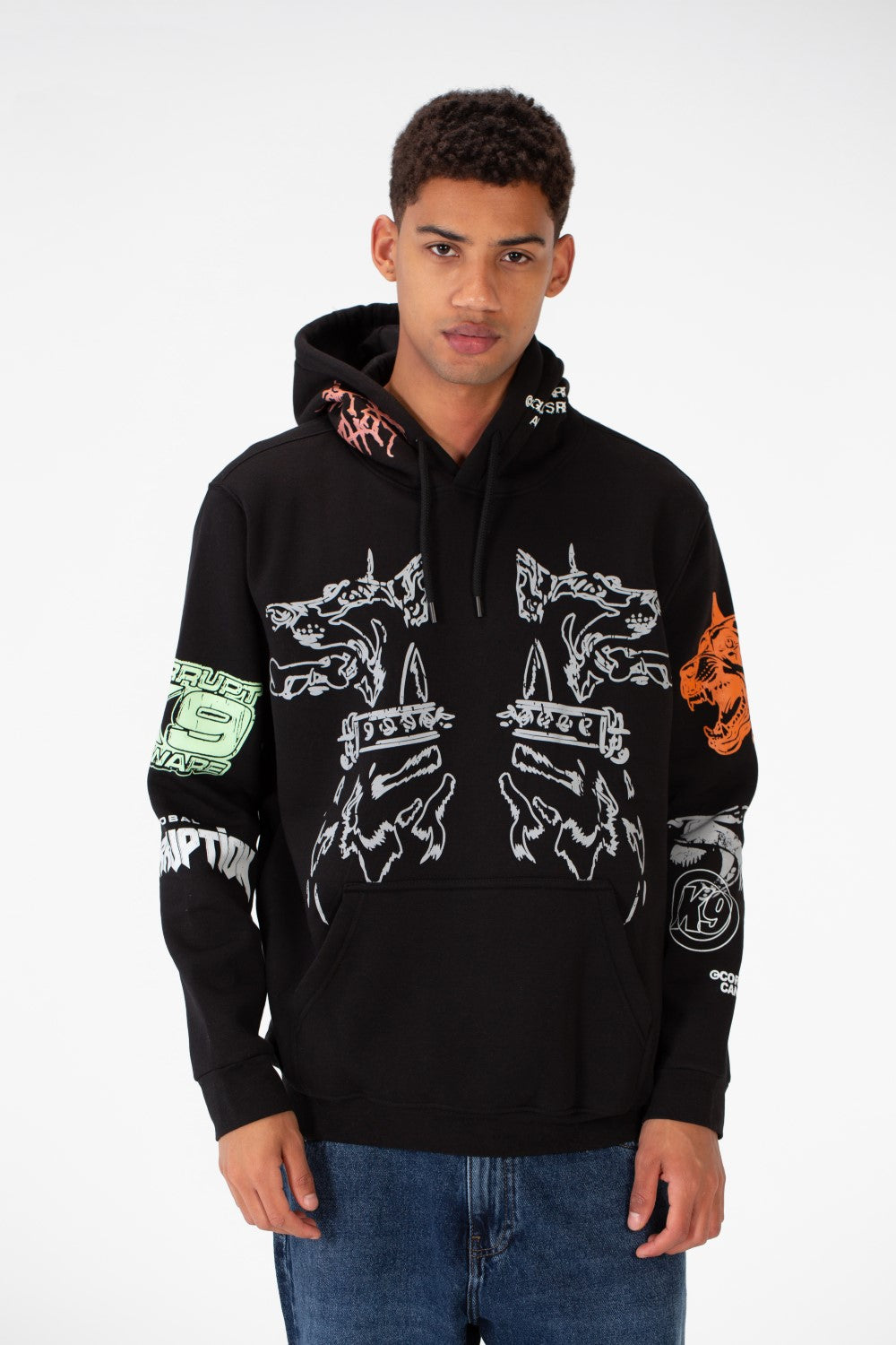 Men's Casual Hood Printed Sweatshirt Made Of Melton Material
