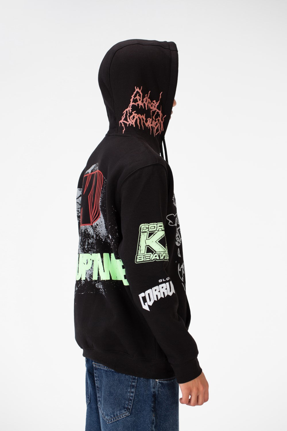 Men's Casual Hood Printed Sweatshirt Made Of Melton Material