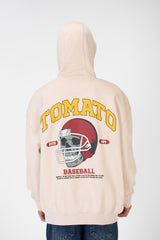 Men's Oversize Sweatshirt Made Of Milton Material With Tomato Print On The Front And Back