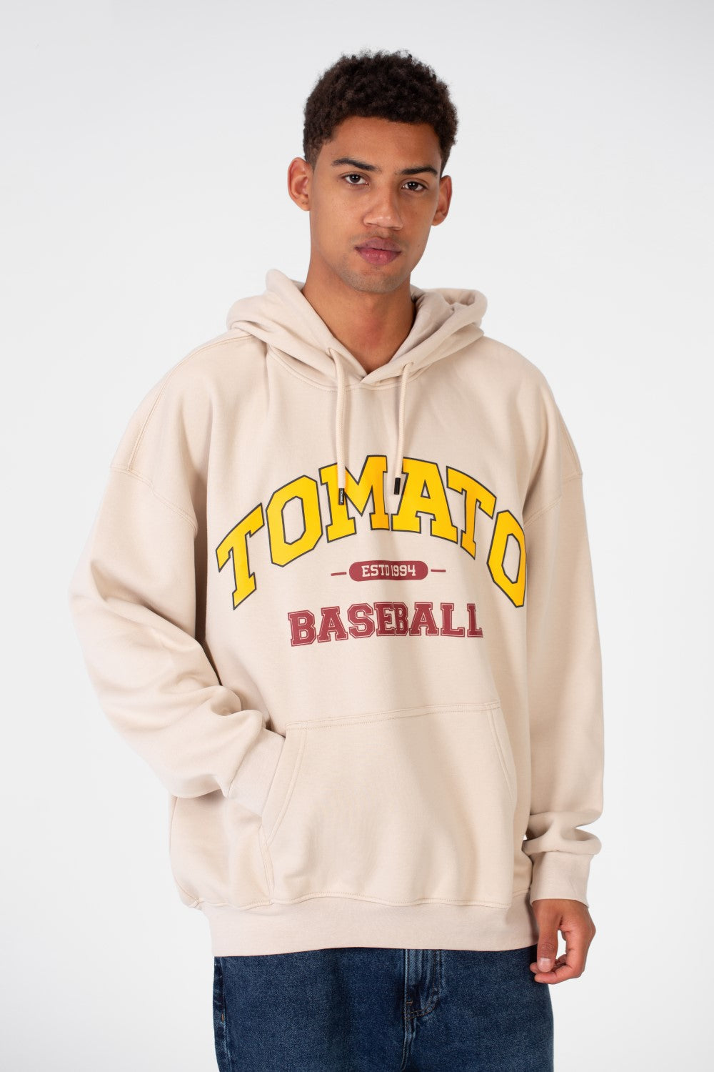 Men's Oversize Sweatshirt Made Of Milton Material With Tomato Print On The Front And Back