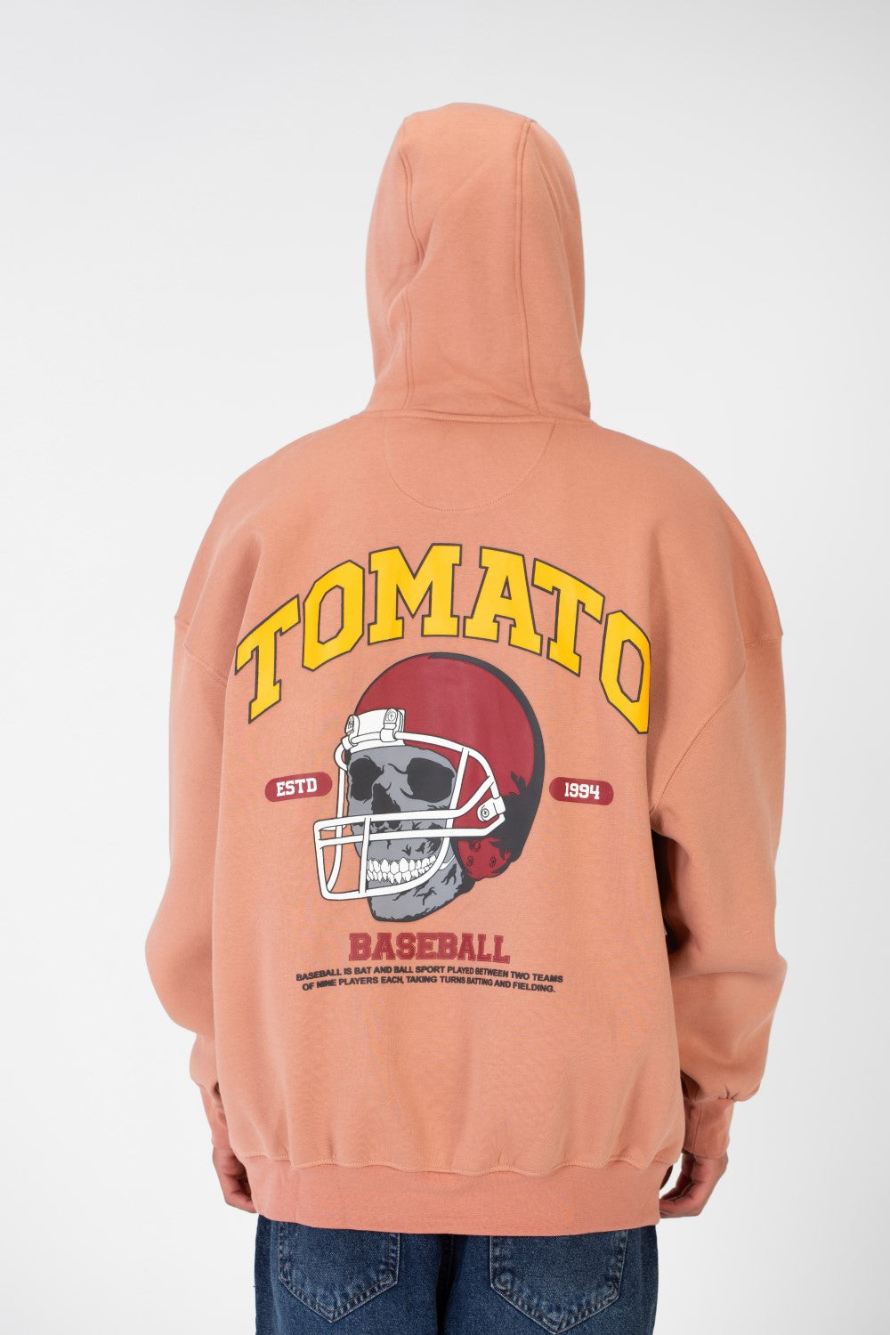 Men's Oversize Sweatshirt Made Of Milton Material With Tomato Print On The Front And Back