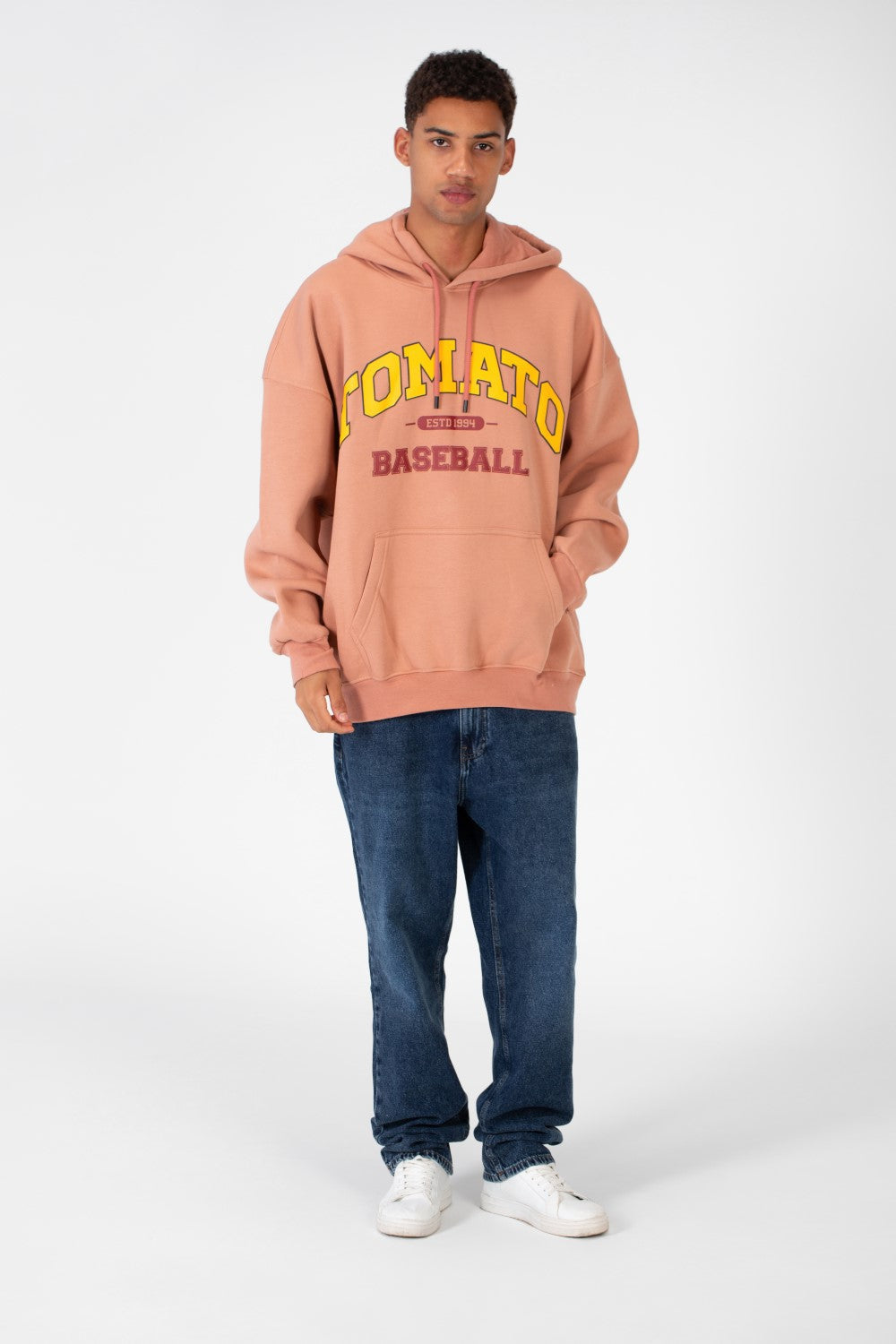Men's Oversize Sweatshirt Made Of Milton Material With Tomato Print On The Front And Back