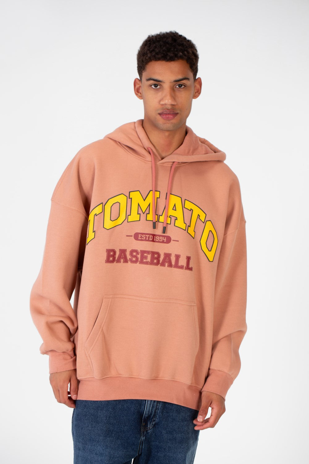 Men's Oversize Sweatshirt Made Of Milton Material With Tomato Print On The Front And Back