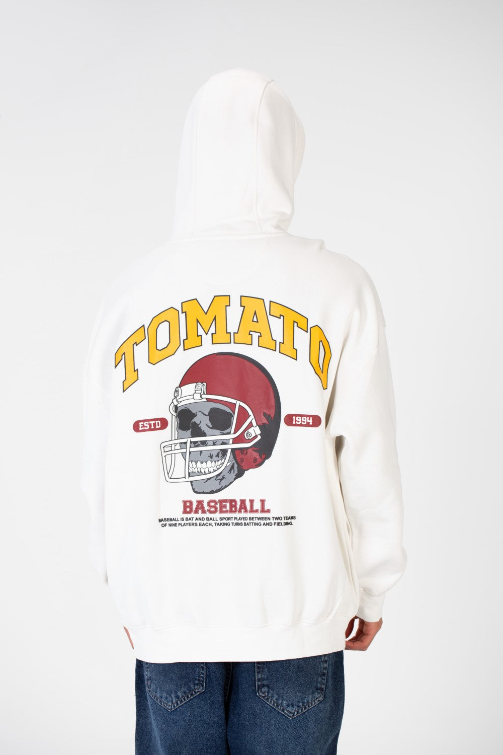 Men's Oversize Sweatshirt Made Of Milton Material With Tomato Print On The Front And Back
