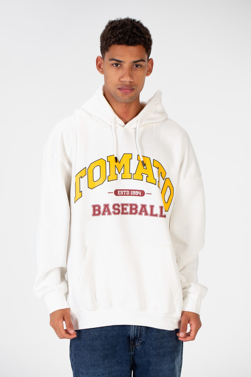 Men's Oversize Sweatshirt Made Of Milton Material With Tomato Print On The Front And Back