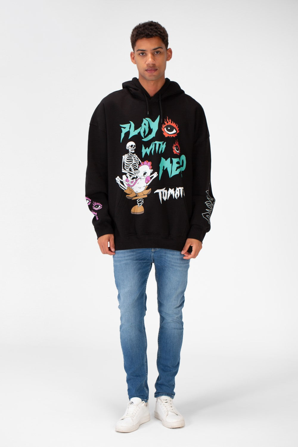 Men's Oversize Hoodie Sweatshirt Printed Melton Material
