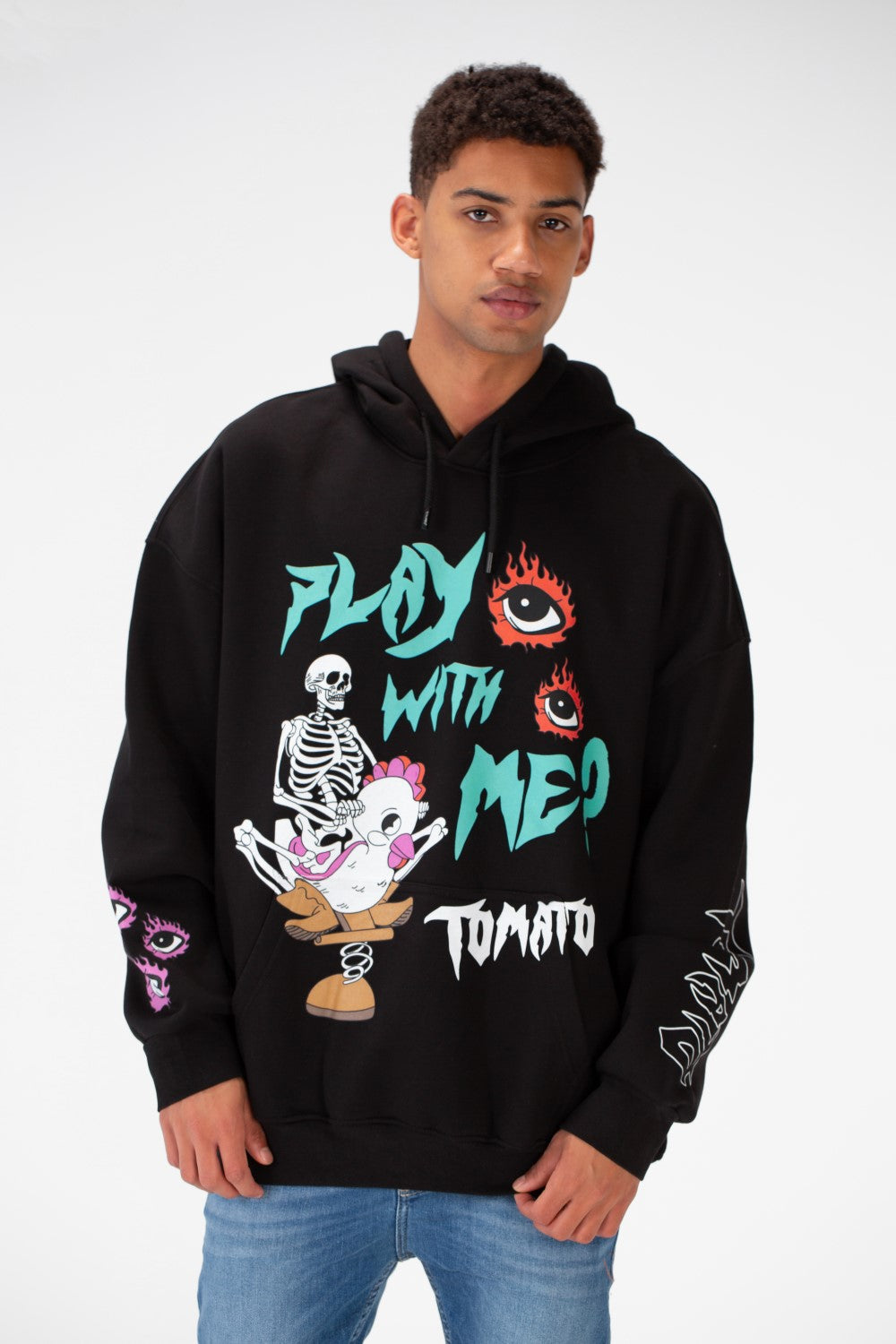 Men's Oversize Hoodie Sweatshirt Printed Melton Material