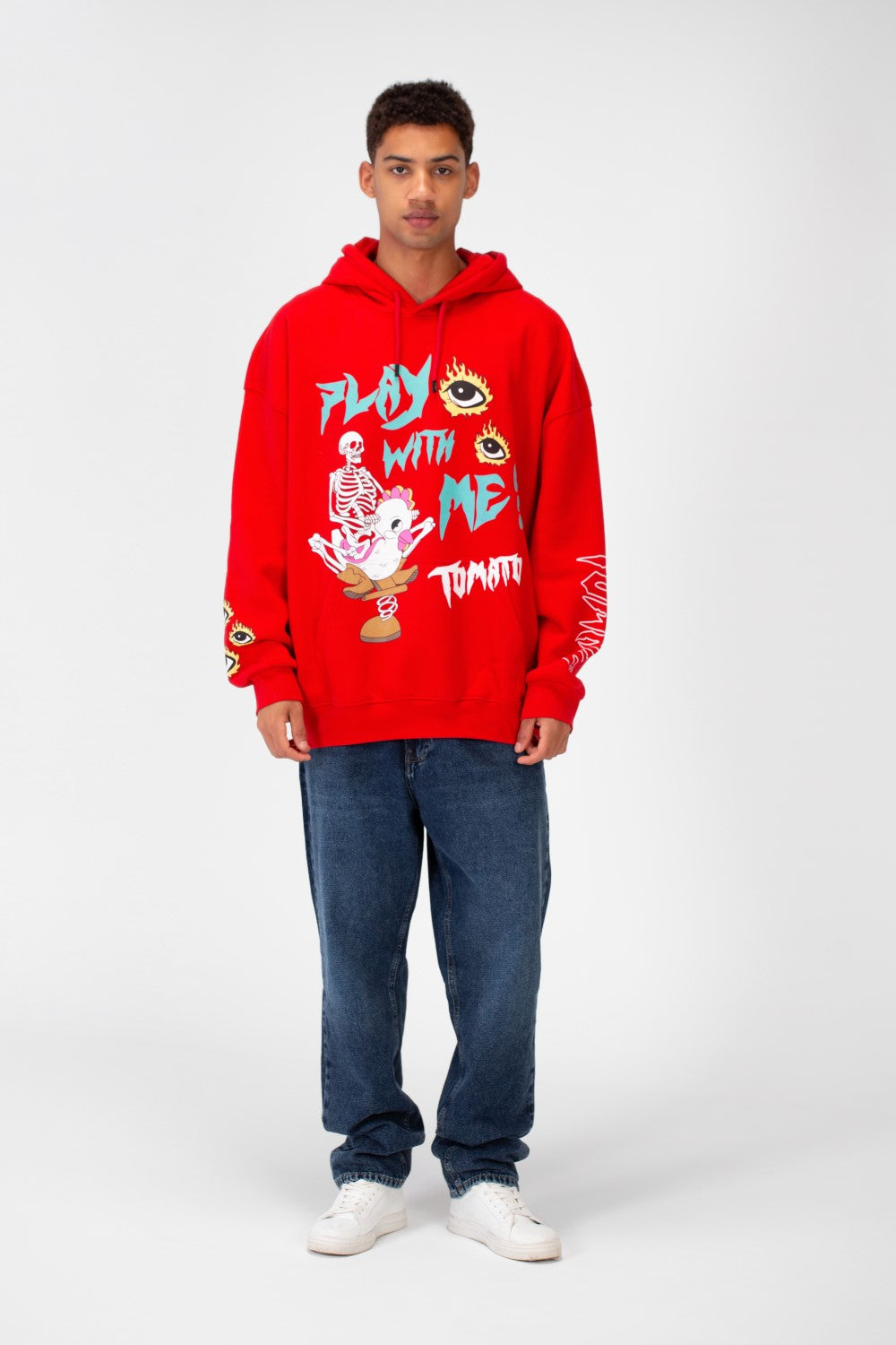 Men's Oversize Hoodie Sweatshirt Printed Melton Material