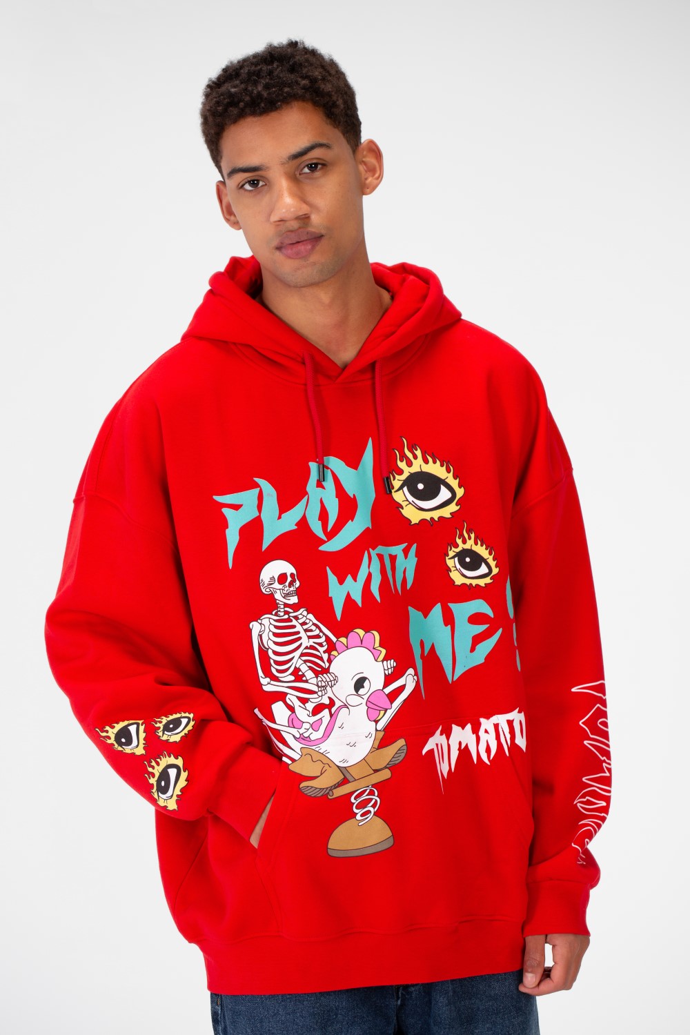 Men's Oversize Hoodie Sweatshirt Printed Melton Material