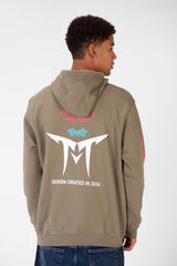 Men's Hooded Sweatshirt With A Melton Material Printed On The Front And Back