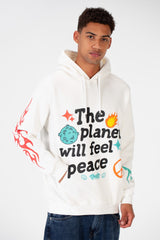 Men's Hooded Sweatshirt With A Melton Material Printed On The Front And Back