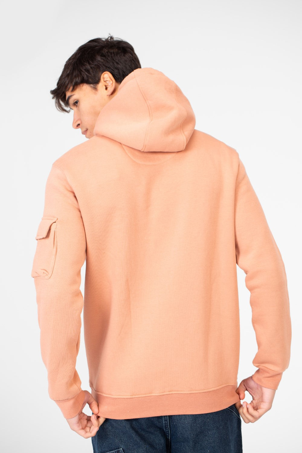 Men's Hoodie Sweatshirt Made Of Milton Material With A Text Print On The Front