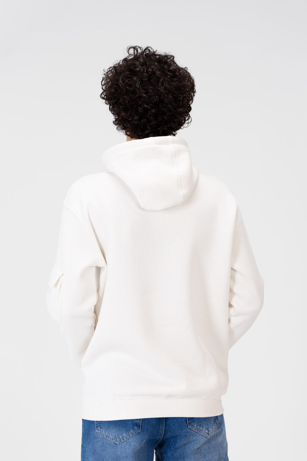 Men's Hoodie Sweatshirt Made Of Milton Material With A Text Print On The Front