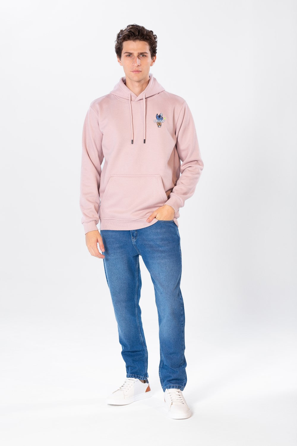 Men's Hoodie With Kangaroo Pocket And Graphic Print On The Back