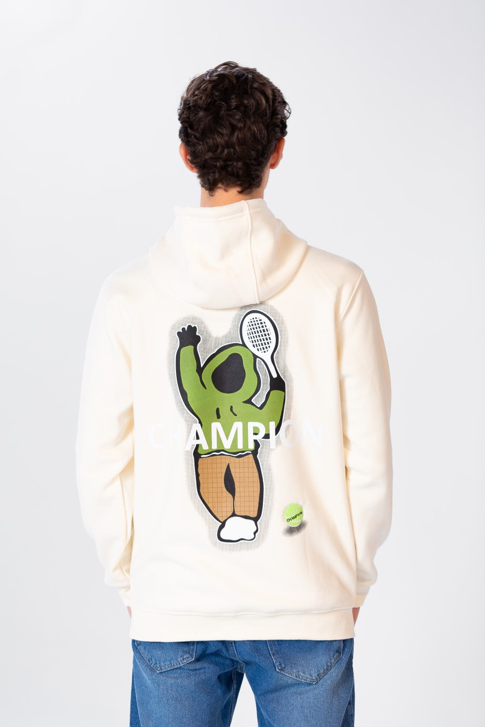 Men's Hoodie With Kangaroo Pocket And Graphic Print On The Back