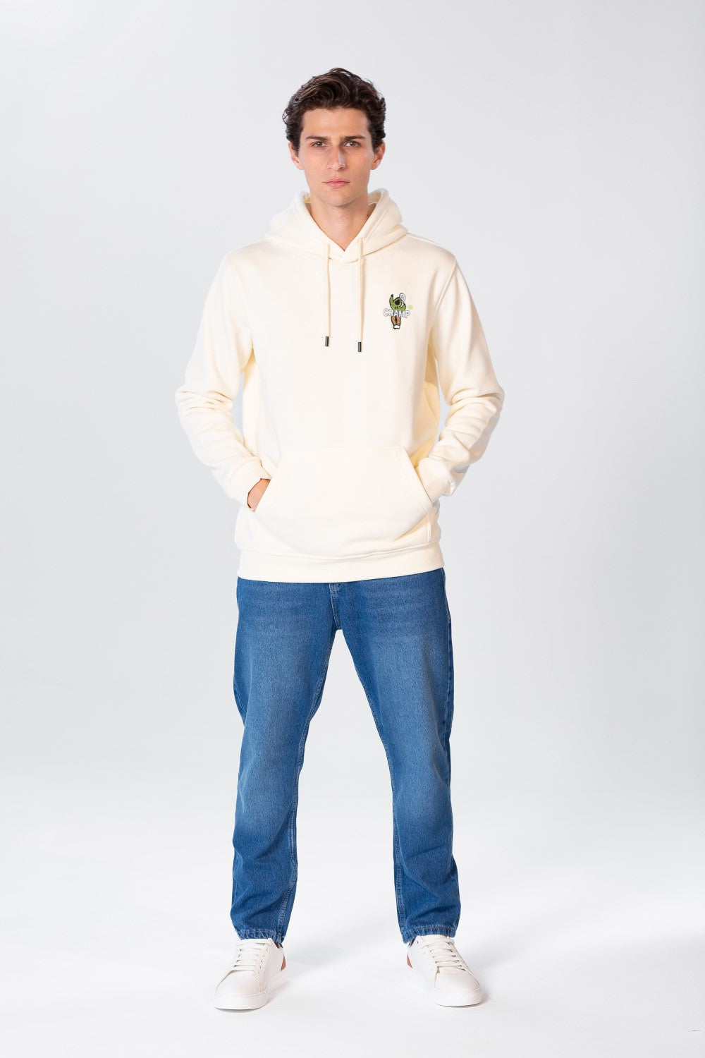 Men's Hoodie With Kangaroo Pocket And Graphic Print On The Back