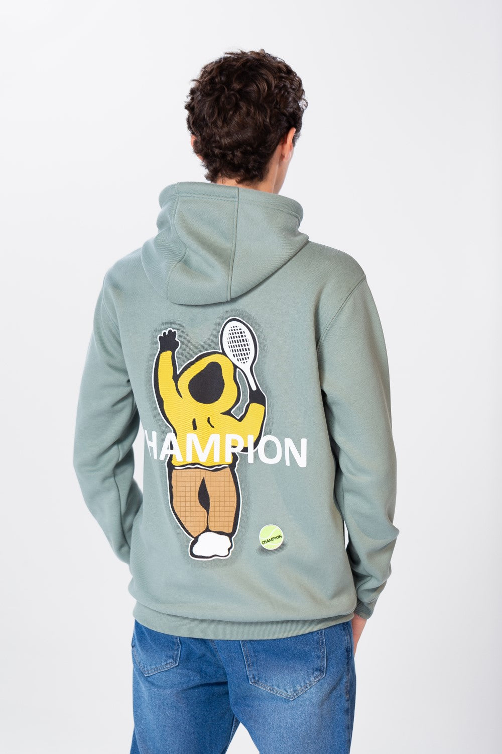 Men's Hoodie With Kangaroo Pocket And Graphic Print On The Back