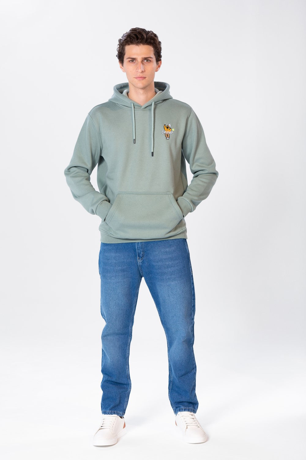 Men's Hoodie With Kangaroo Pocket And Graphic Print On The Back