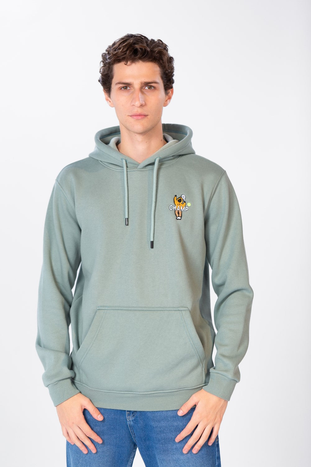 Men's Hoodie With Kangaroo Pocket And Graphic Print On The Back