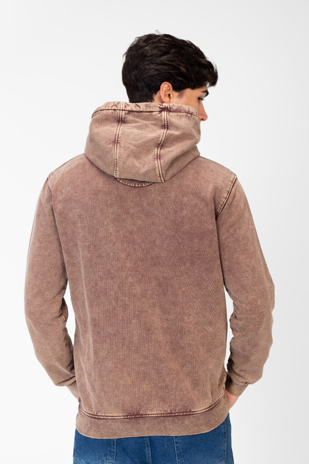 Men's Washed Tomato Print Front Hoodie Sweatshirt