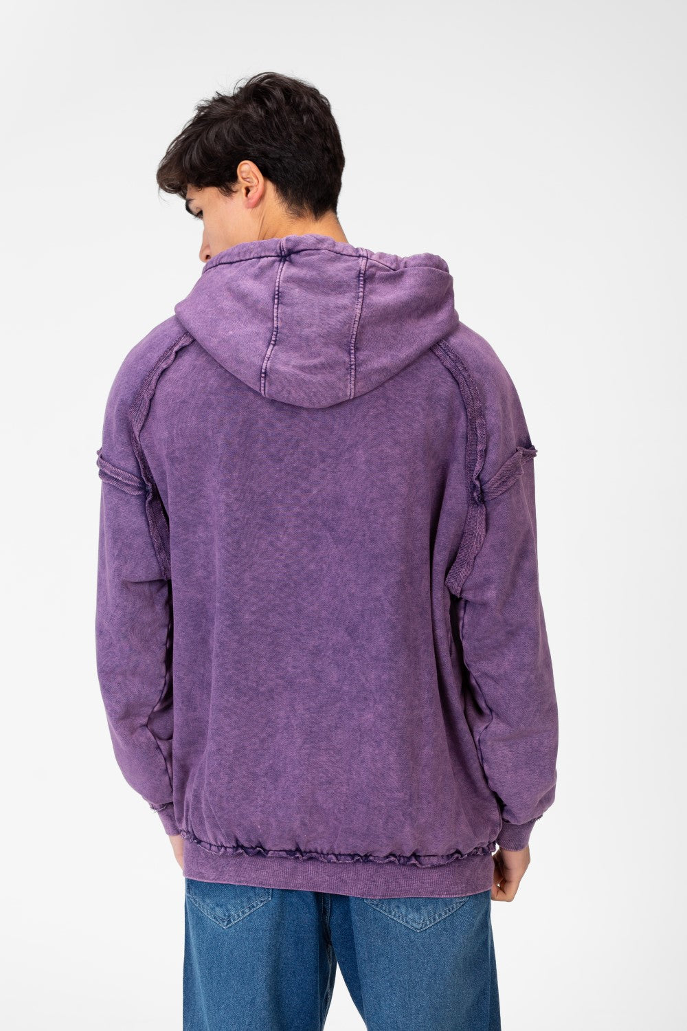 Men's Oversized Washed Hood Sweatshirt With Kangaroo Pocket On The Front