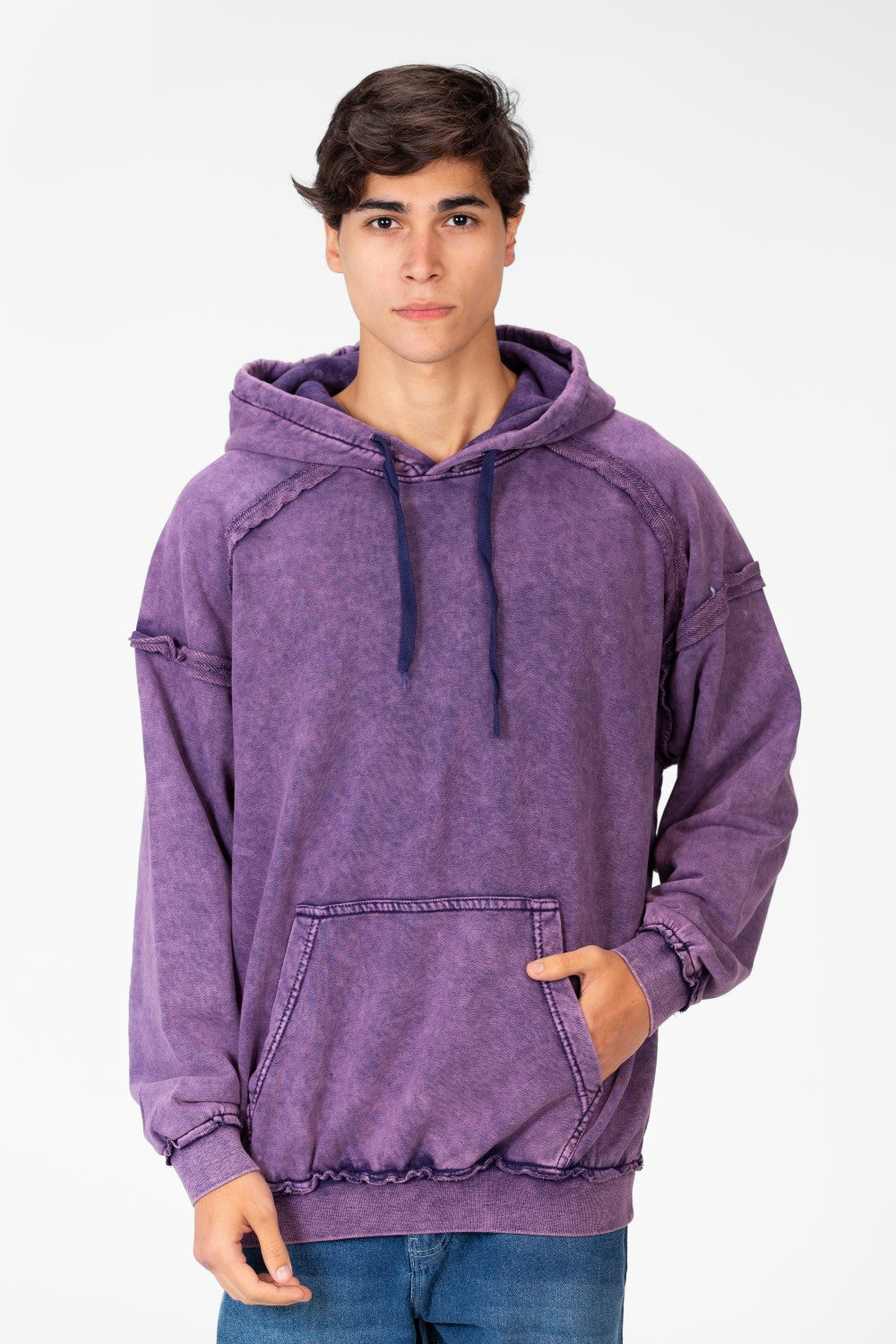 Men's Oversized Washed Hood Sweatshirt With Kangaroo Pocket On The Front