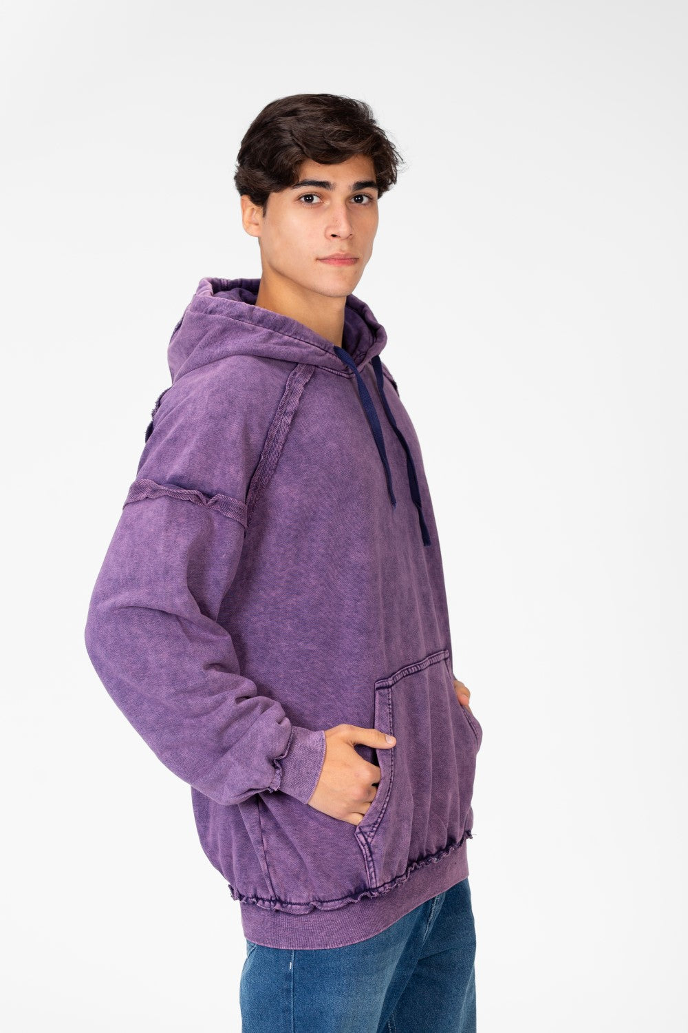 Men's Oversized Washed Hood Sweatshirt With Kangaroo Pocket On The Front