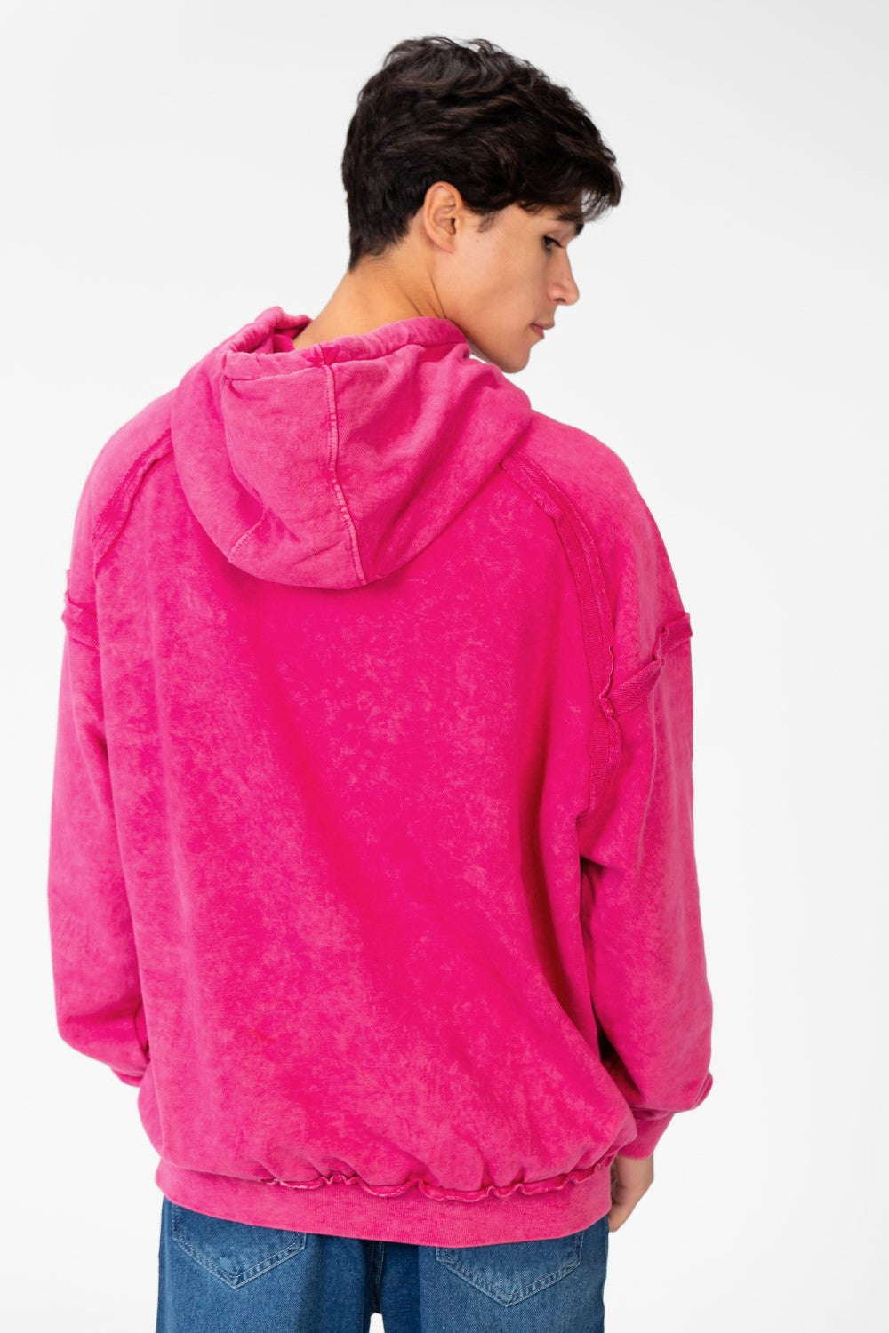 Men's Oversized Washed Hood Sweatshirt With Kangaroo Pocket On The Front