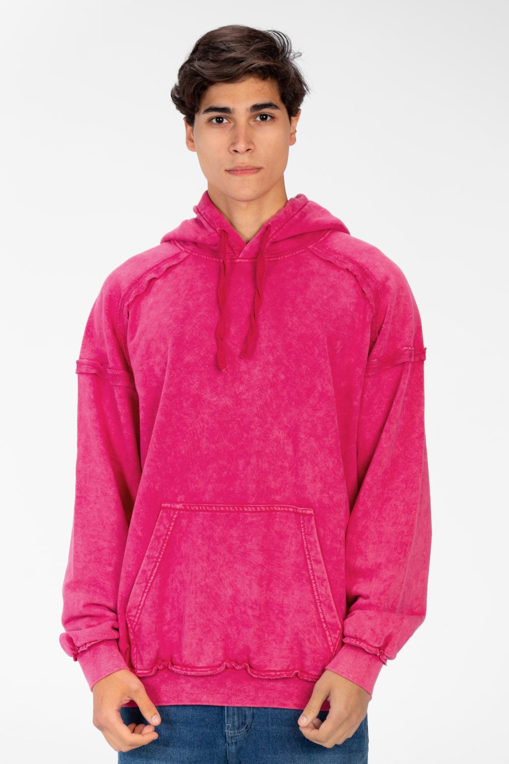 Men's Oversized Washed Hood Sweatshirt With Kangaroo Pocket On The Front