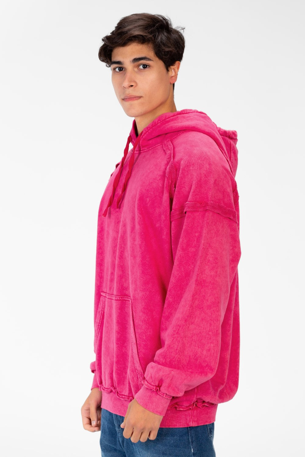 Men's Oversized Washed Hood Sweatshirt With Kangaroo Pocket On The Front