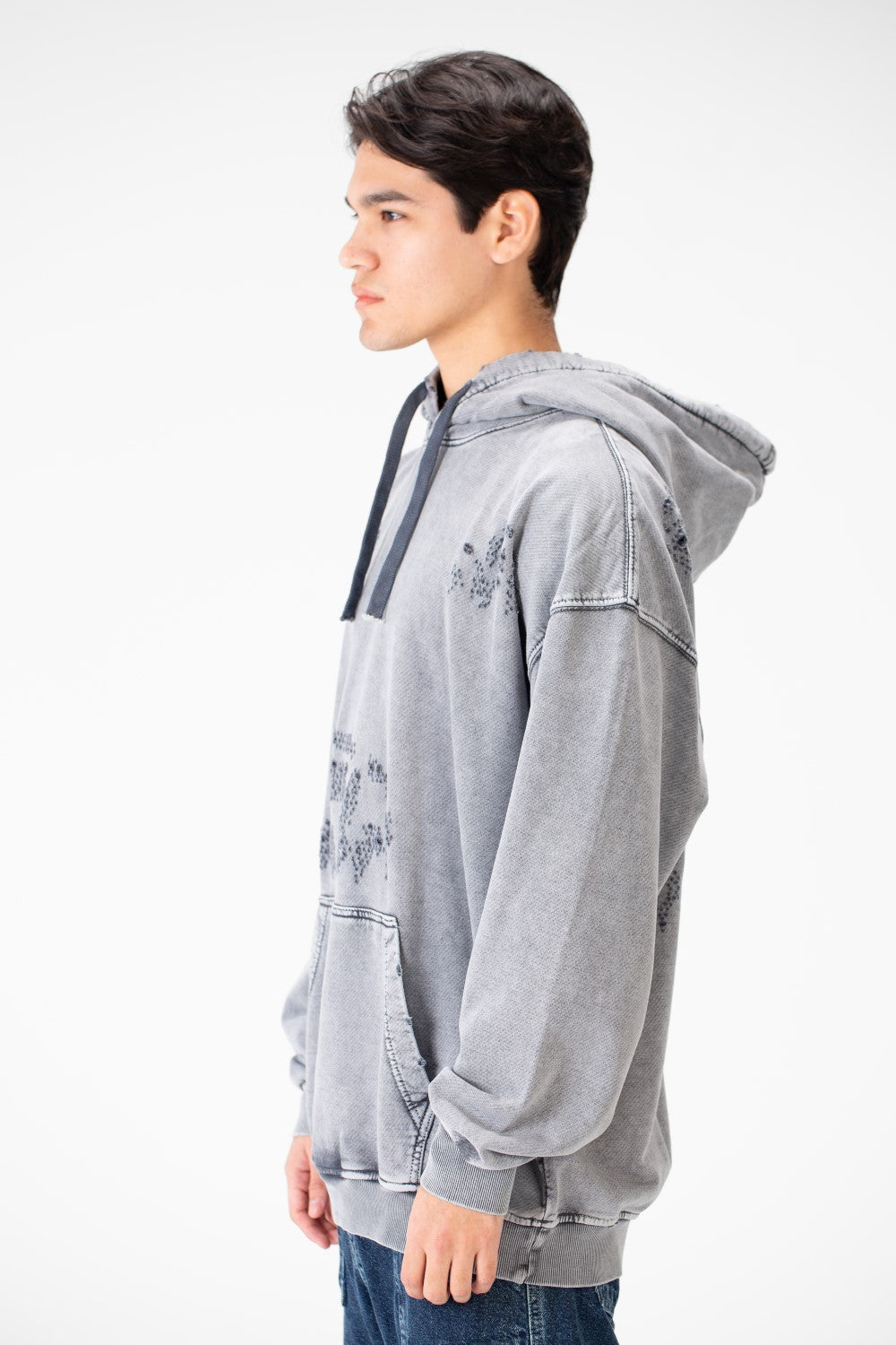 Men's Washed oversized Hood sweatshirt