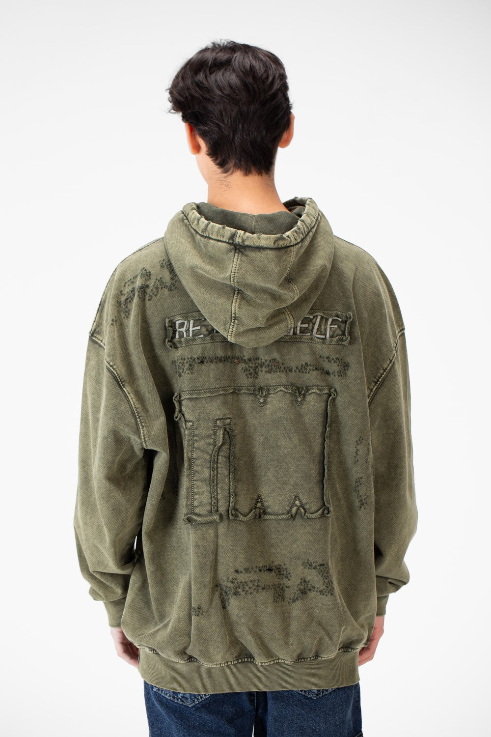 Men's Washed oversized Hood sweatshirt