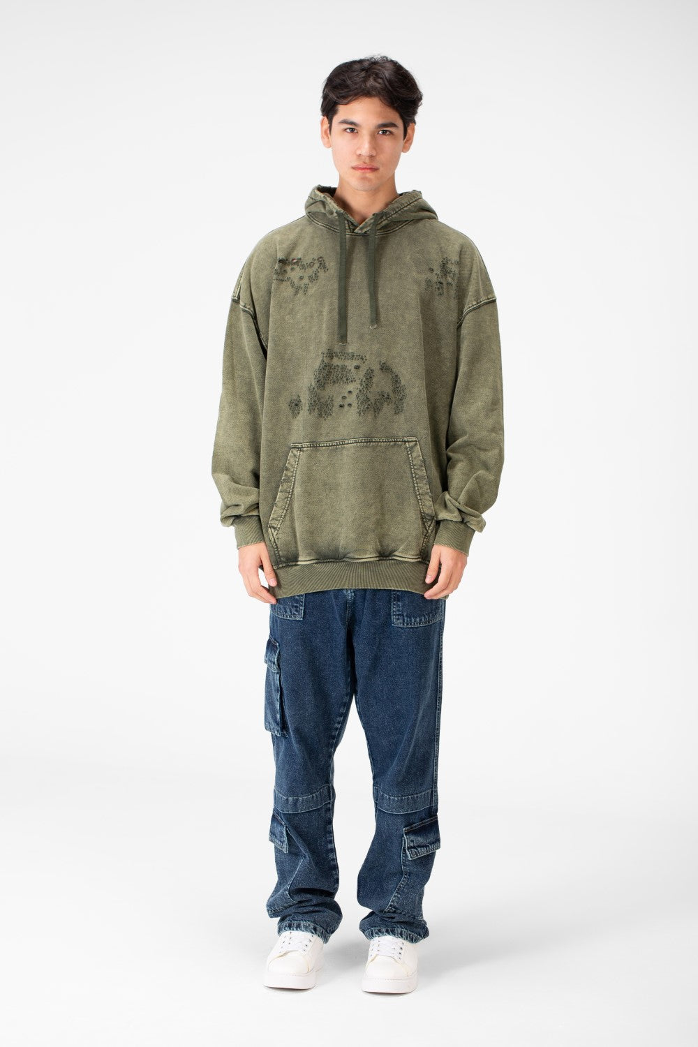 Men's Washed oversized Hood sweatshirt