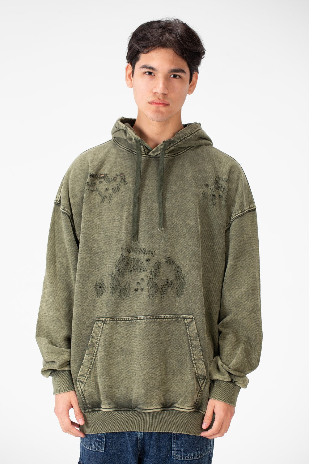 Men's Washed oversized Hood sweatshirt