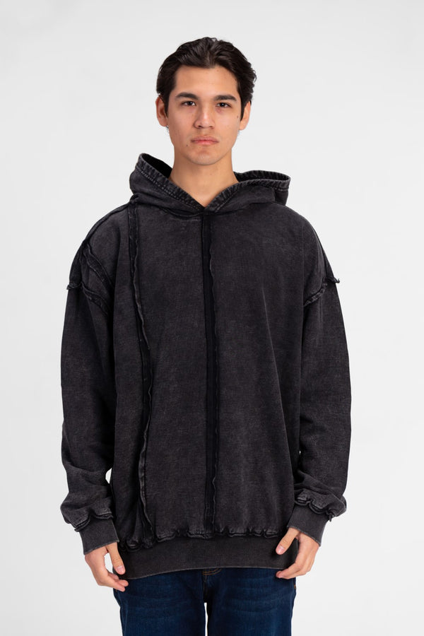 Men's Washed Oversized Hooded Sweatshirt Unique Cut