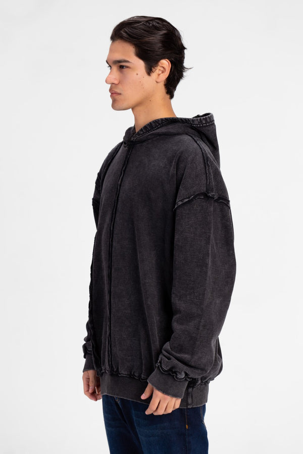 Men's Washed Oversized Hooded Sweatshirt Unique Cut