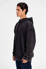 Men's Washed Oversized Hooded Sweatshirt Unique Cut