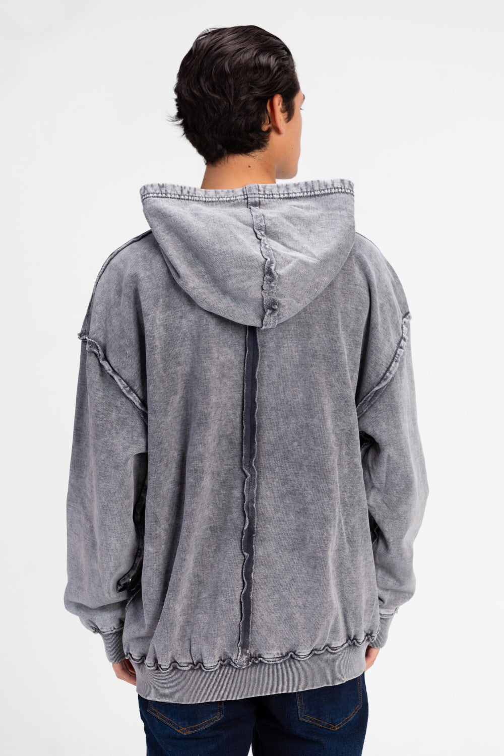 Men's Washed Oversized Hooded Sweatshirt Unique Cut