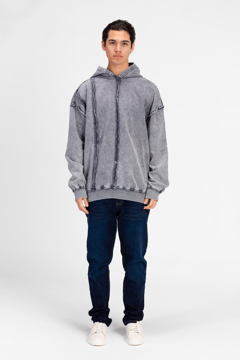 Men's Washed Oversized Hooded Sweatshirt Unique Cut