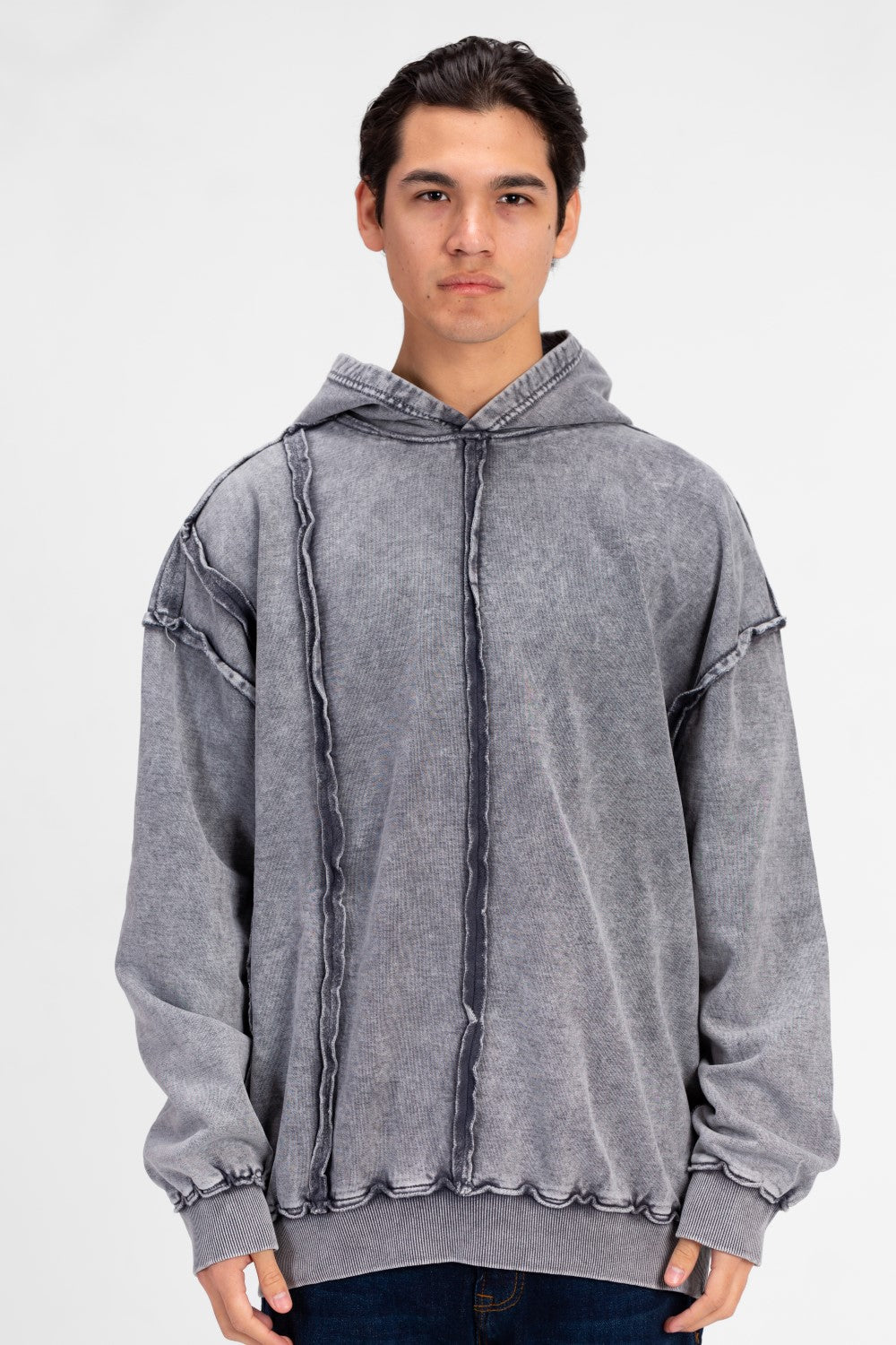 Men's Washed Oversized Hooded Sweatshirt Unique Cut