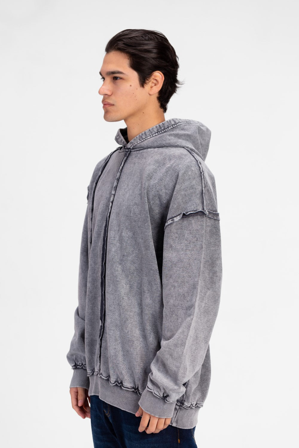Men's Washed Oversized Hooded Sweatshirt Unique Cut