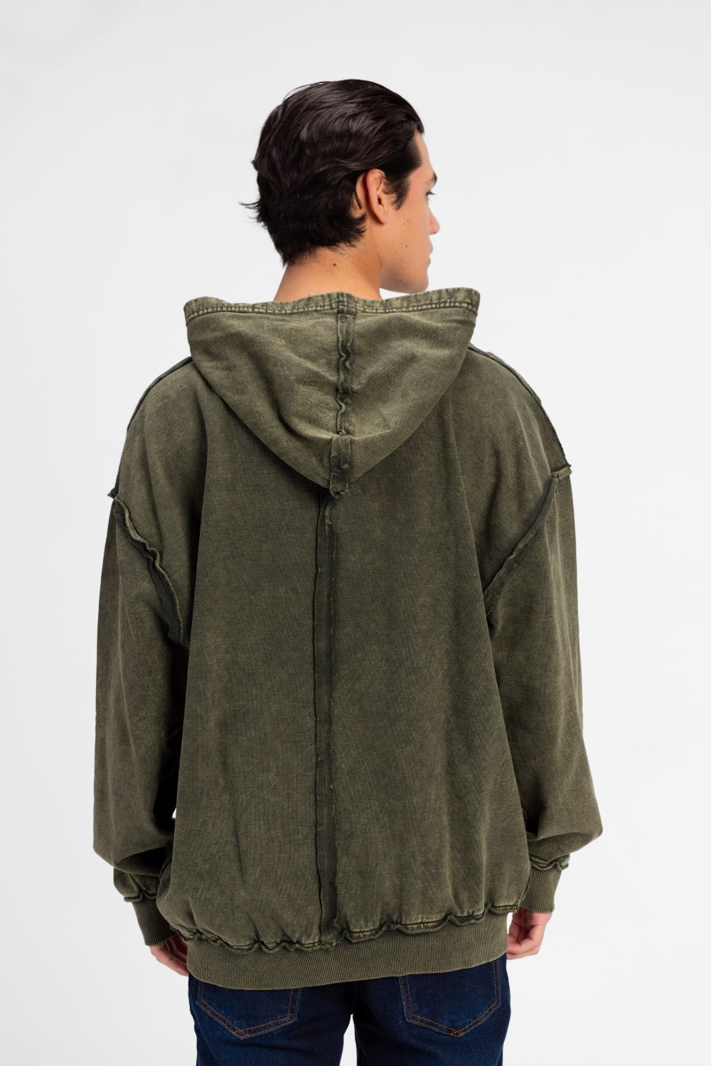 Men's Washed Oversized Hooded Sweatshirt Unique Cut